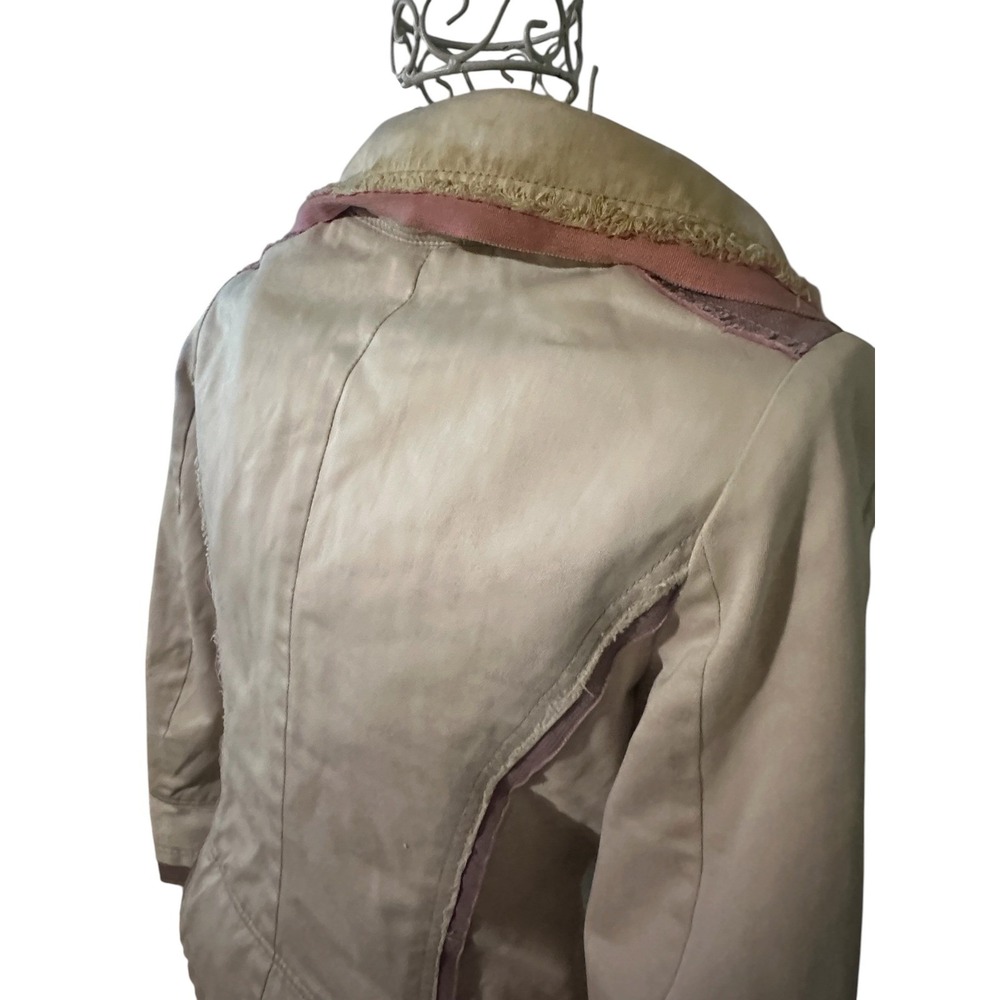 Vintage Diesel Womens Utility Jacket Tan Pink Raw Edge Cotton Distressed Size S - Picture 8 of 15